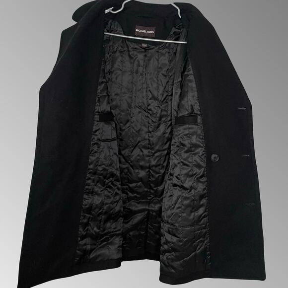 Michael Kors Black Double Breasted Heavy Wool Peacoat Overcoat - Men's Large - Picture 2 of 5